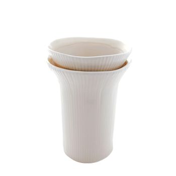 Jarrón decorativo de gres blanco roto h22