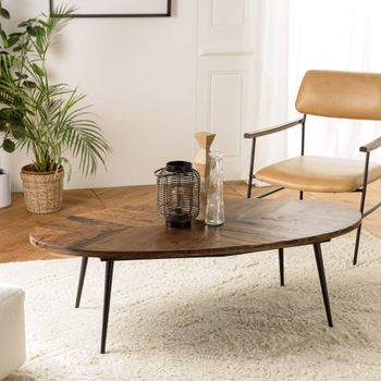 Mesa de centro ovalada 135x70cm tablero en espiga