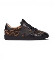 wonders para mujer ap-2010 zapatillas de piel lai negro 36 plano cordones casual animal print