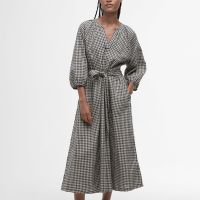 barbour suri cotton-gingham midi dress - uk 10