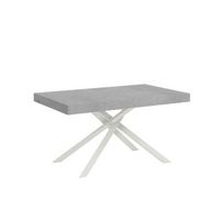 mesa extensible 90x140244 cm karida cemento patas blanca