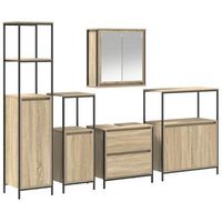 juego de muebles de bano  armario de bano 5 piezas beige madera de ingenieria