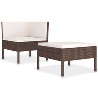 conjunto de muebles de jardin 2 uds  mesa y sillas con cojines ratan pe marron