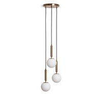 lampara colgante metal y cristal tri oto dorado