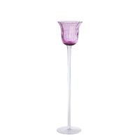 portavelas decorativo de vidrio soplado morado h35