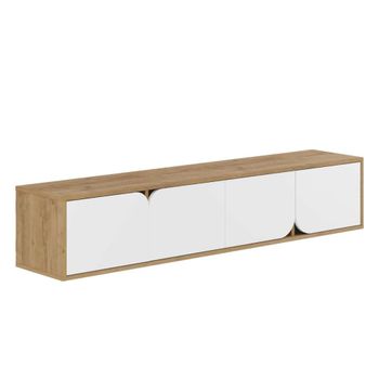 Mueble tv 4 puertas 180 cm efecto roble - blanco