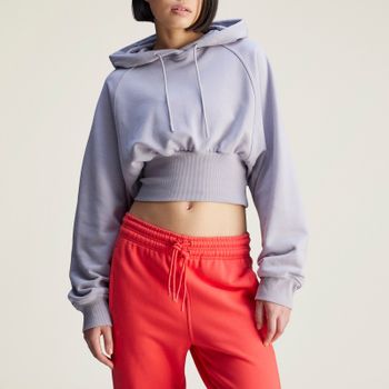 Adidas X Stella McCartney Cropped Cotton-Jersey Hoodie - L