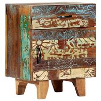mesita de noche tallada a mano madera reciclada 40x30x50 cm vidaxl