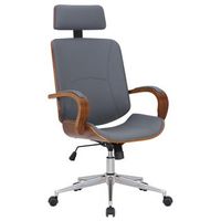 silla de oficina dayton simil cuero nogalgris 70x70x118 cm clp