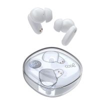 auriculares cool fun inalambricos bluetooth hi-fi con caja cargadora y pantalla led blancos