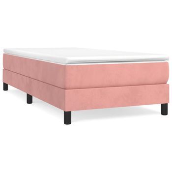 Estructura De Cama Individual Para Adultos Con Somier - Terciopelo Rosa 100x200 Cm