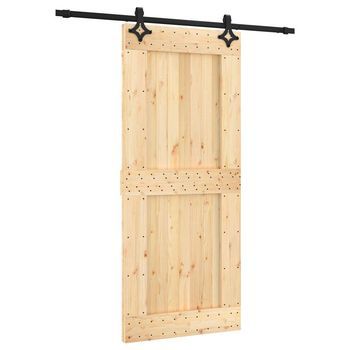 Puerta Corredera Natural Y Negro 90 X 210 Cm Vidaxl
