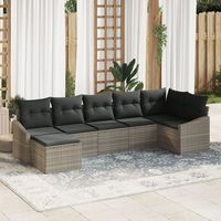 juego de sofa de jardin de 7 piezas con cojines gris claro ratan sintetico v3987 unico  gris