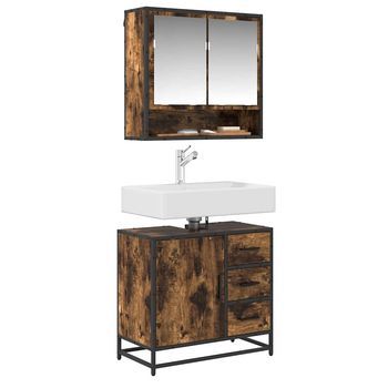 Mueble De Baño | Armarios Baño Para Lavabo Roble Ahumado 65x33x60 Cm