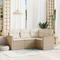conjunto de sofas jardin con cojines 4 uds  mueble jardin mesa y sillas ratan sintetico beige cfw831423