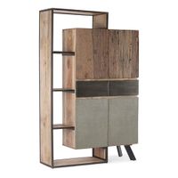 aparador de madera de mango y acero negro 118x38x180 cm