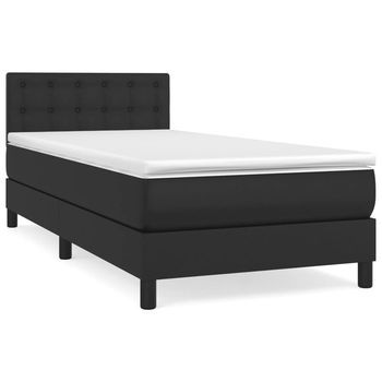 Cama Tapizada 203x90x88 Cm Vinilo - Negro