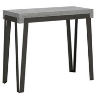 consola extensible hormigon gris y metal antracita 12 personas 40 a 300 cm konta-soporte 2 pies-5 alargaderas finas
