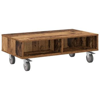 Mesa Lateral Con Ruedas Madera Vieja 90 X 50 X 30 Cm Vidaxl
