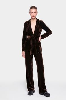 pantalón palazzo de terciopelo dark brown 46