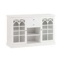 aparador cocina con 2 puertas y 2 cajones madera y vidrio blanco