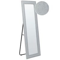 espejo de pie de piel sintetica gris claro 50 x 150 cm soporte tachuelas locronan