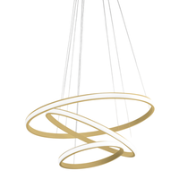 lampara de arana led regulable iole s3 60w - suspension moderna con 3 anillos de aluminio dorado cepillado luz calida 3000k 3000lm diseno elegante