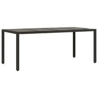 mesa de jardin  mesa de exterior superficie de vidrio ratan pe negro 190x90x75 cm
