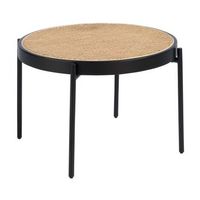mesa centro redonda rattan madera negra y acero negro angel cerda 2111 o66x40