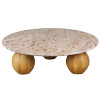 mesa de centro redonda de piedra efecto terrazo o100 cm