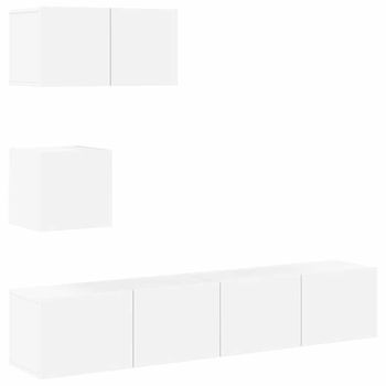 Set De Muebles Para Tv 4 Piezas Madera Contrachapada Blanco Vidaxl
