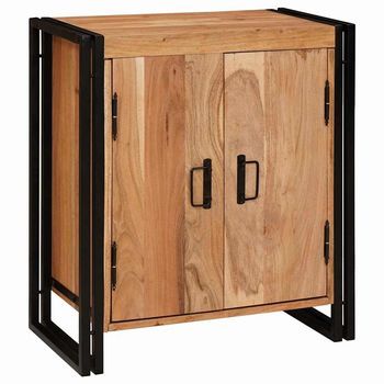 Armario De Noche - Mueble De Almacenamiento - Madera Maciza De Acacia - Marrón (66x35x76cm)