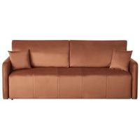 sofa moderno de 3 plazas de terciopelo con cojines adicionales y funcion cama marron dorado egge