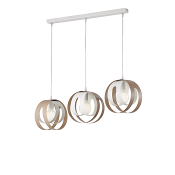 Tobias - Lámpara Colgante Con Florón Rectangular Y Difusores Láser Blancos Y Grises, 3 Luces