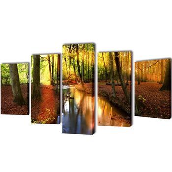 Set Decorativo De Lienzos Para La Pared Modelo Bosque, 200 X 100 Cm Vidaxl