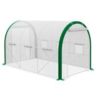 outsunny invernadero de tunnel invernadero puertas con cremallera ventanas de red marco metalico 35x2x2m blanco   aosom espana
