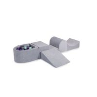 meowbaby parque infantil de espuma con piscina de bolas terciopelo gris claro  moradomentaplatatransparente 100 bolas
