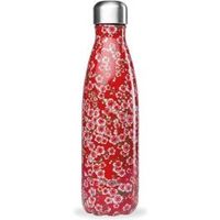 qwetch botella isotermica acero inoxidable flores rojo 500 ml