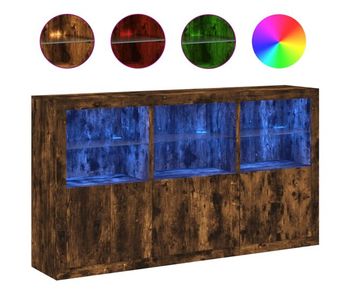 Vidaxl aparador con luces led roble ahumado 181,5x37x100 cm