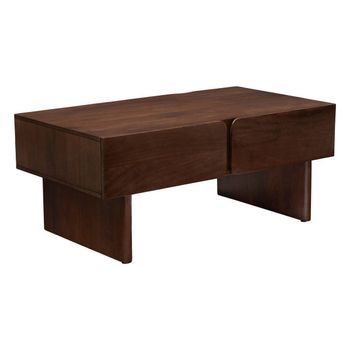 Mesa De Centro Rectangular Con 2 Cajones Y 2 Compartimentos Nyero, 60 X 109 Cm, Marrón - Atmosphera Createur D'interieur
