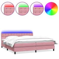 cama box spring con colchon y led terciopelo rosa 180x210 cm vidaxl