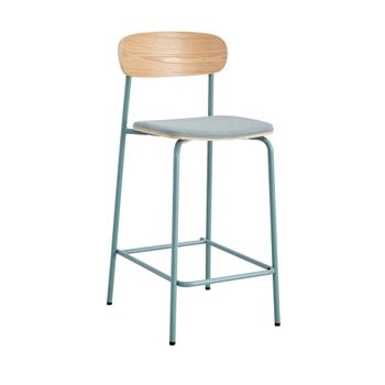 Lote de 2 sillas de bar de tela y metal 66 cm - verde de agua