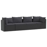 set de 4 uds sofas de jardin  sofa de exterior y cojines ratan sintetico negro