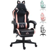 silla gamer welltin reclinable 135 con orejas de gato y reposapies