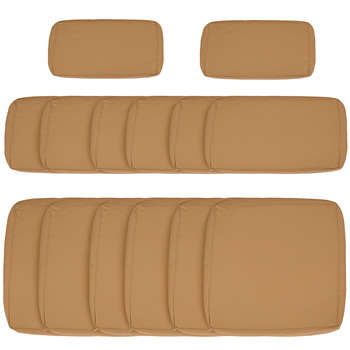 Outsunny Lote de 14 fundas de repuesto para cojines de jardín/sala de estar - 6 cojines, 8 fundas para respaldo, color marrón, poliéster, con cremalleras repelentes al agua