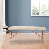 cama de masaje plegable de haya pu homcom 210x81x92 cm -crema
