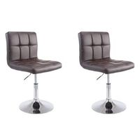 set de 2 taburetes lounger palma v2 simil cuero marron 49x44x74 cm clp