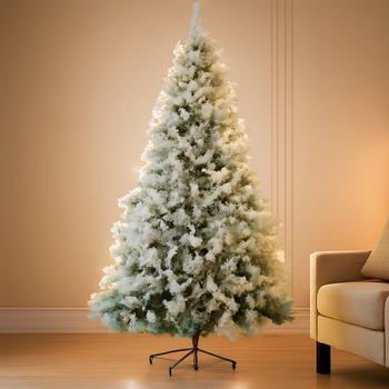 Nettlife Árbol De Navidad Flocado 210 Cm, Artificial Nevado Blanco De Pvc, Montaje Fácil Con Soporte De Metal Estable.