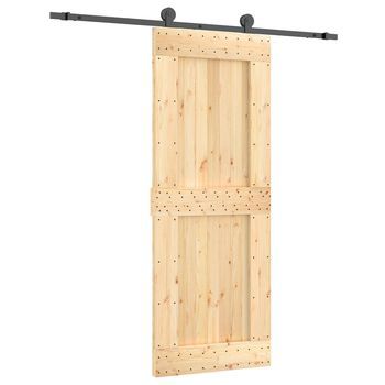 Puerta Corredera Natural Y Negro 80 X 210 Cm Vidaxl