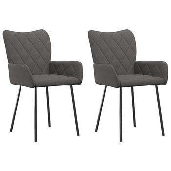 Pack 2 Uds Sillas De Comedor | Silla De Cocina | Mueble De Comedor Tela Gris Oscuro
